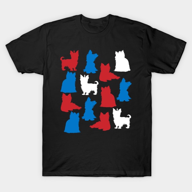 Patriotic Yorkie Dog America Flag 4Th Of July T-Shirt by klausgaiser